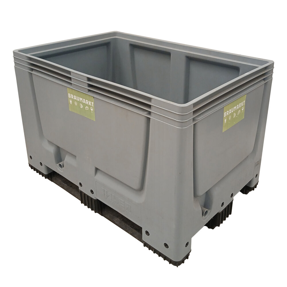 Auer Palletbox Bigbox 1200x800x790 mm, HD-PE, gesloten, grijs zwart, gebruikt