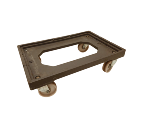 Kunststof dolly grijs 610x410x170 mm, zwenkwielen, euronorm 600x400mm, gebruikt