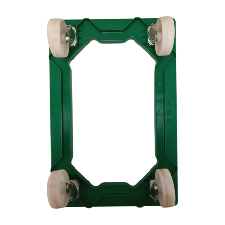 Kunststof dolly groen 610x410x170 mm, zwenkwielen, euronorm 60x40, gebruikt