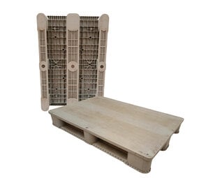 Emtrade Zwaarlast pallet 1200x800x155 mm, 3 sleden, gesloten dek, grijs, gebruikt