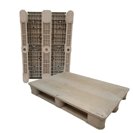 Emtrade Zwaarlast pallet 1200x800x155 mm, 3 sleden, gesloten dek, grijs, gebruikt
