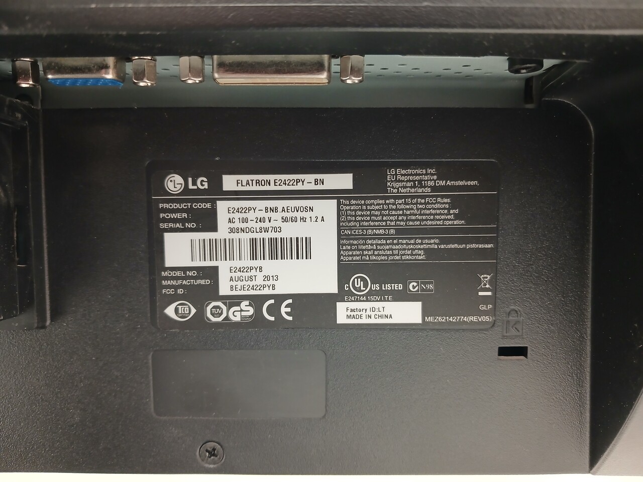 LG LG Flatron Monitor E2422PY-BN, 24 inch, TN, Full HD, gebruikt