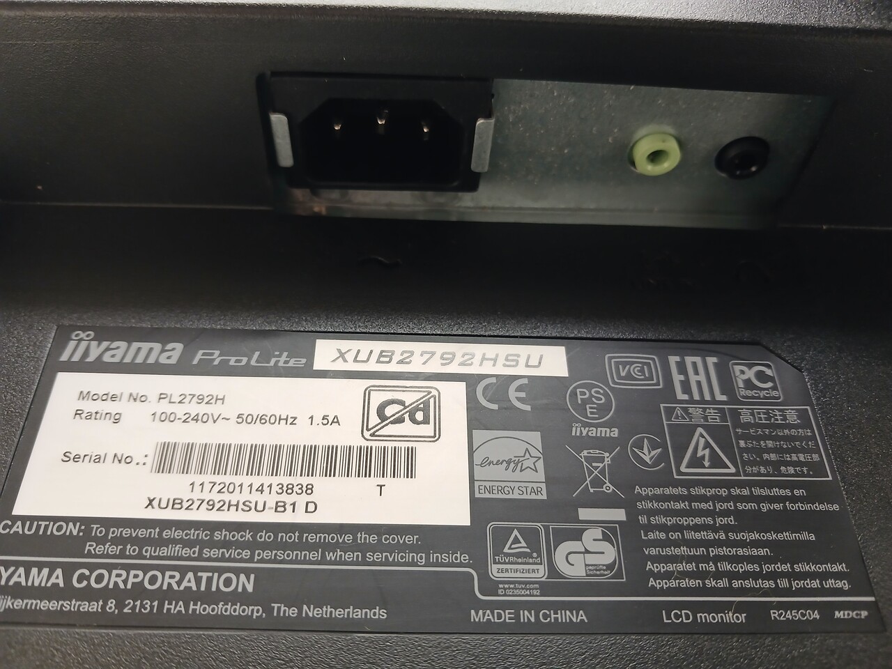 Iiyama iiyama XUB2792HSU Monitor, 27 inch, IPS, Full HD 1920x1080, 75Hz, gebruikt