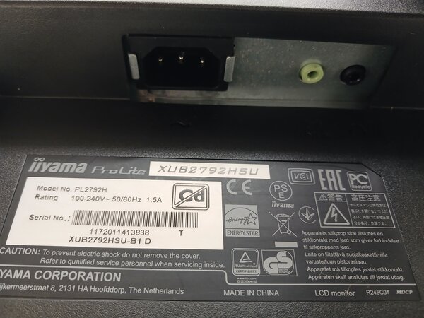 Iiyama iiyama XUB2792HSU Monitor, 27 inch, IPS, Full HD 1920x1080, 75Hz, gebruikt