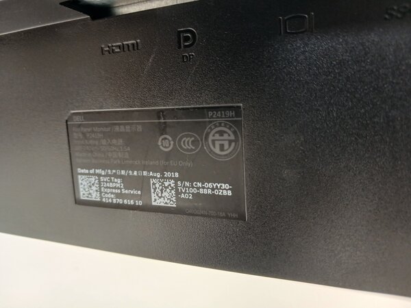 Dell Dell P2419H Monitor, 23,8 inch, Full HD, IPS, gebruikt