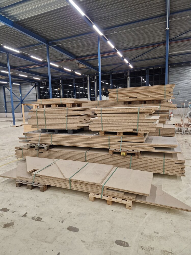 Emtrade Vloerplaat spaanplaat 3000 x 870 x 38 mm, onderzijde wit, bovenzijde naturel, gebruikt