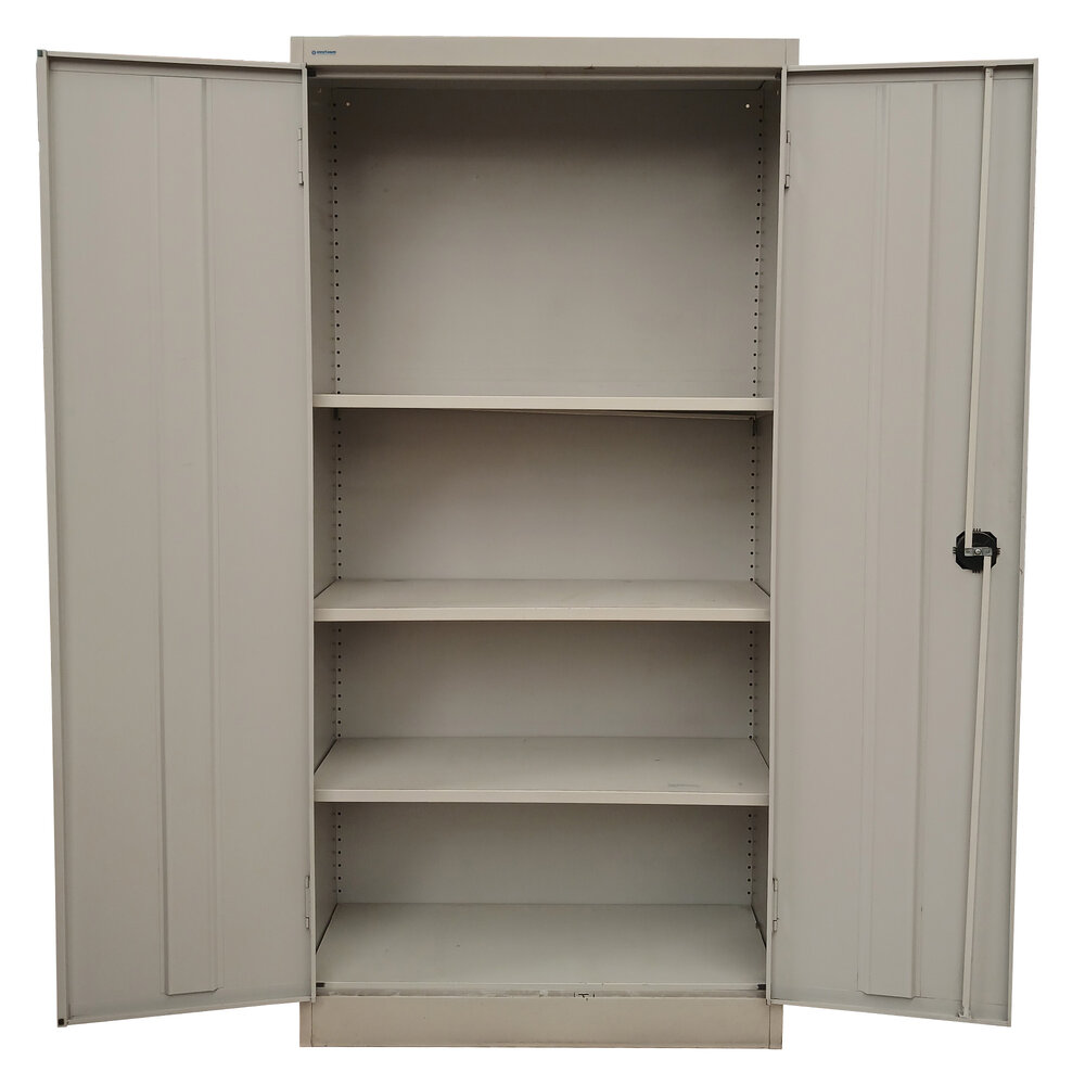 Emtrade Draaideurkast 95x41x195 cm, staal, grijs, 3 legborden, zonder sleutel, gebruikt