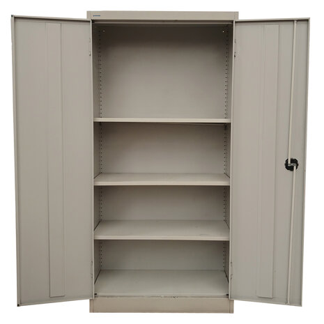 Emtrade Draaideurkast 95x41x195 cm, staal, grijs, 3 legborden, zonder sleutel, gebruikt