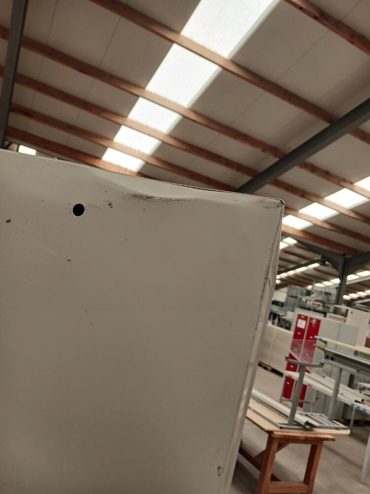 Emtrade Draaideurkast 95x41x195 cm, staal, grijs, 3 legborden, zonder sleutel, gebruikt