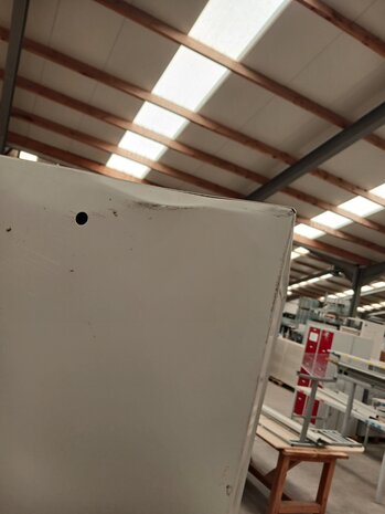 Emtrade Draaideurkast 95x41x195 cm, staal, grijs, 3 legborden, zonder sleutel, gebruikt