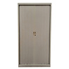 Emtrade Roldeurkast 100x45x195 cm, staal, grijs, gebruikt, 3 legborden, zonder sleutel
