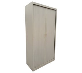 Emtrade Roldeurkast 100x45x195 cm, staal, grijs, zonder legborden, zonder sleutel, gebruikt