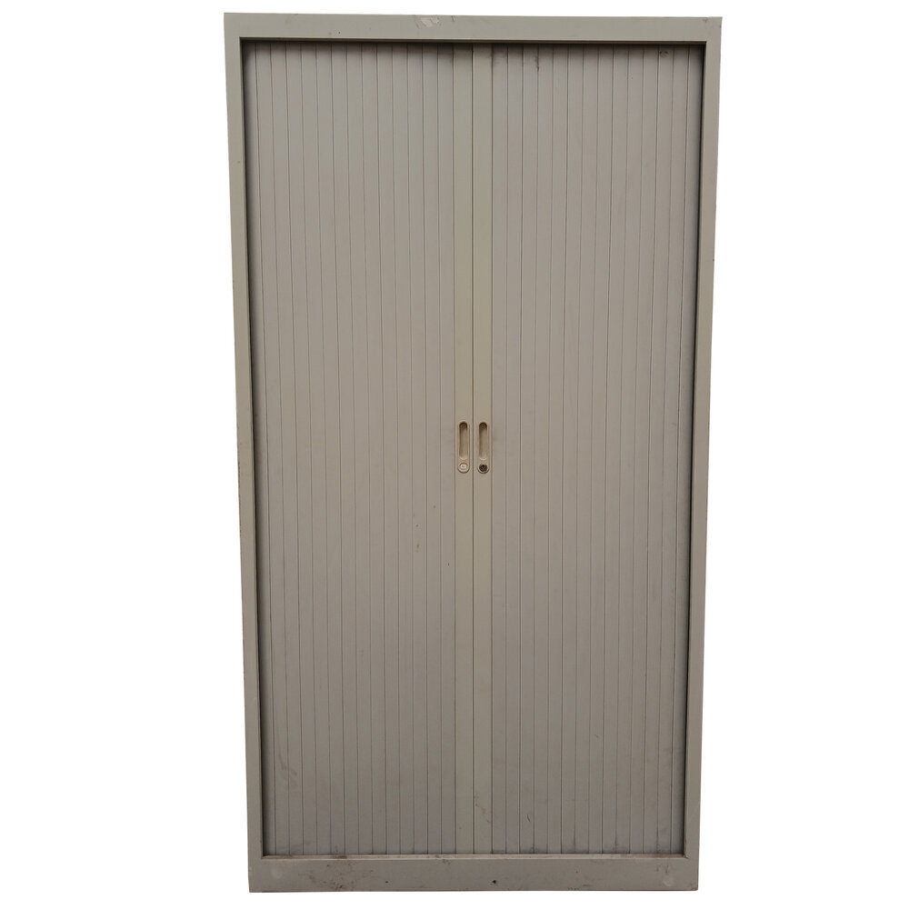 Emtrade Roldeurkast 100x45x195 cm, staal, grijs, zonder legborden, zonder sleutel, gebruikt