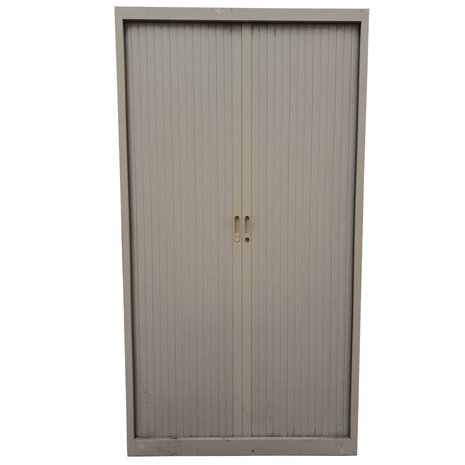 Emtrade Roldeurkast 100x45x195 cm, staal, grijs, zonder legborden, zonder sleutel, gebruikt