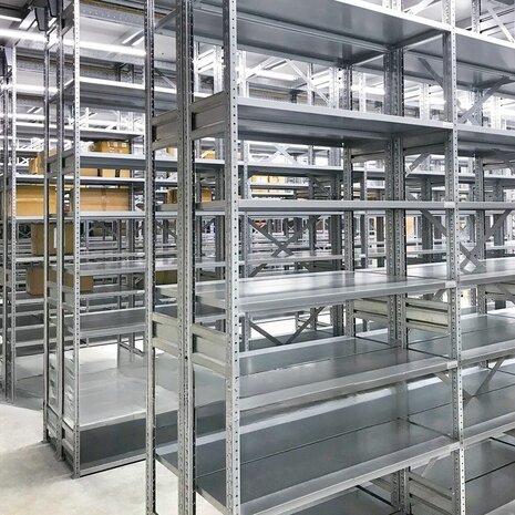 Emtrade Legbordstelling 250x122x40 cm verzinkt, gebruikt