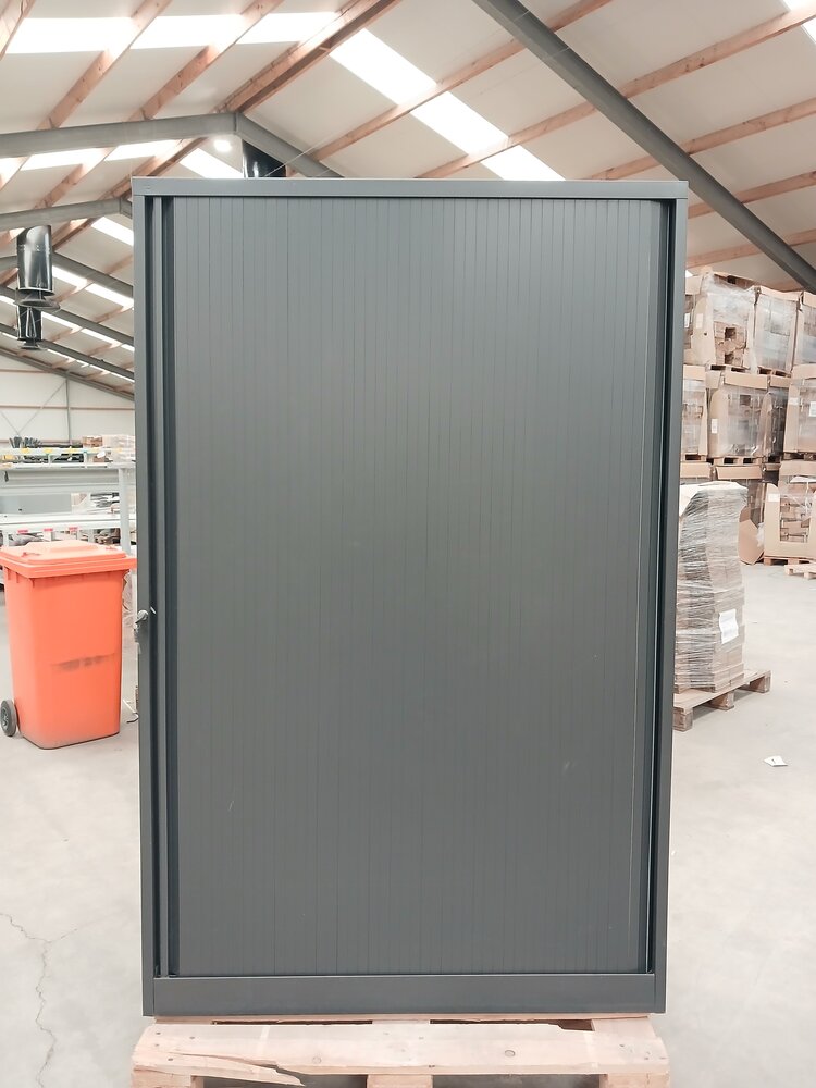 Emtrade Roldeurkast 125x50x195 cm, staal, antraciet, zonder legborden, inclusief sleutels, gebruikt