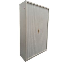 Emtrade Roldeurkast 119x45x196 cm, staal, grijs, 2 legborden, zonder sleutel,  gebruikt