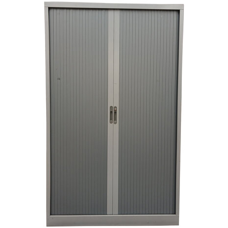 Emtrade Roldeurkast 119x45x197 cm, staal, grijs, zonder legborden, zonder sleutel, gebruikt