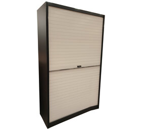 Emtrade Roldeurkast 120x47x197 cm, zwart/wit, met cijferslot, gebruikt