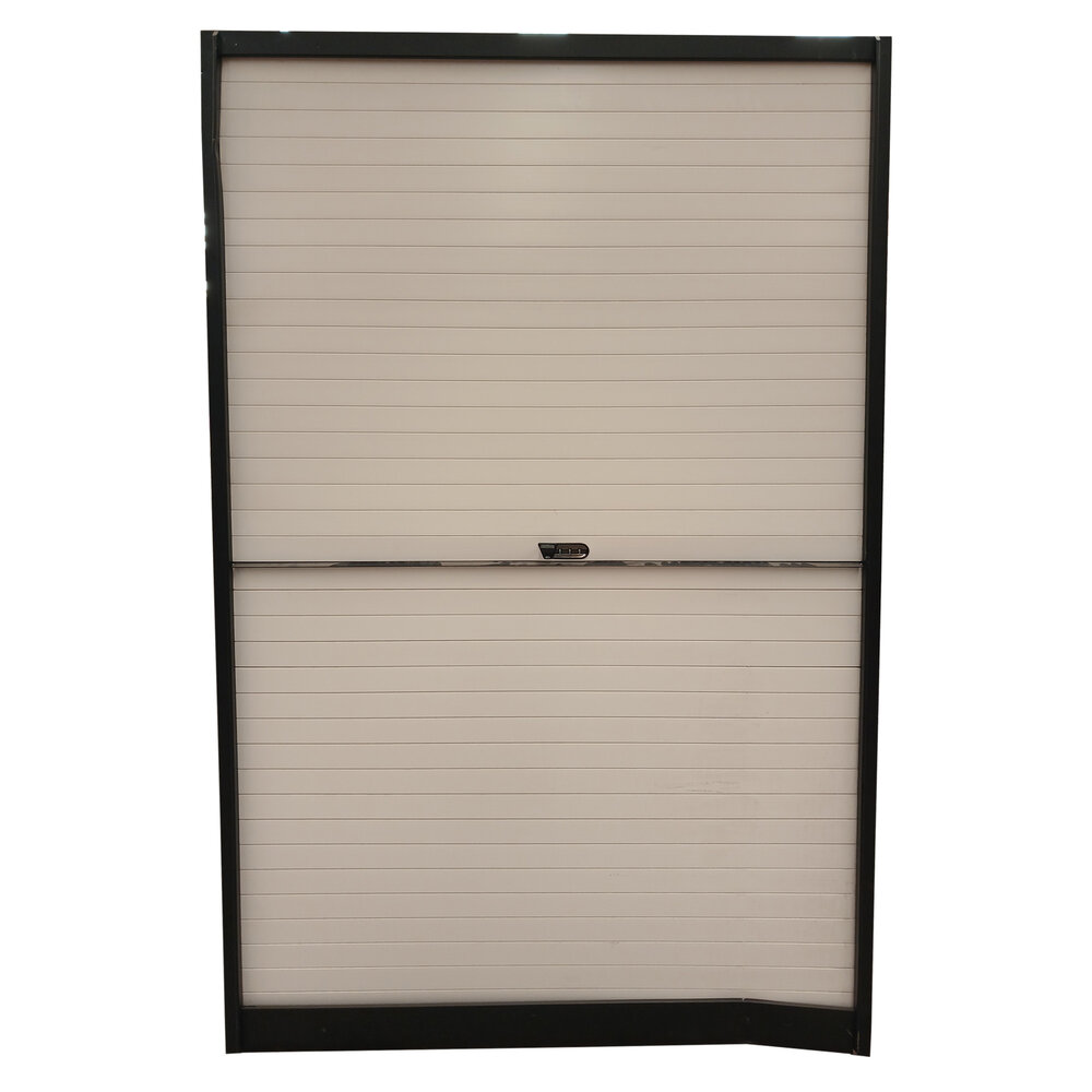 Emtrade Roldeurkast 120x47x197 cm, zwart/wit, met cijferslot, gebruikt