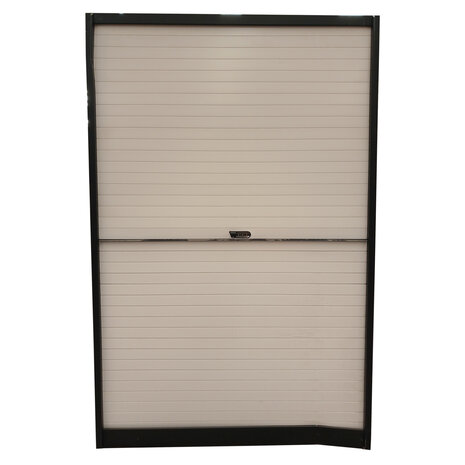 Emtrade Roldeurkast 120x47x197 cm, zwart/wit, met cijferslot, gebruikt