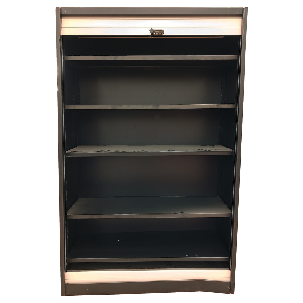 Emtrade Roldeurkast 120x47x197 cm, zwart/wit, met cijferslot, gebruikt