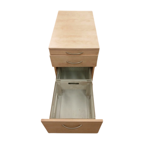 Emtrade Houten ladeblok 43x76,5x60 cm met 3 lades, op 4 wielen, gebruikt