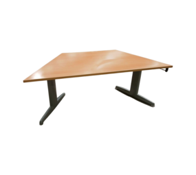 Emtrade Bureaus trapeziumvorm, 160x80 cm, houten blad, metalen frame, gebruikt, set van 6