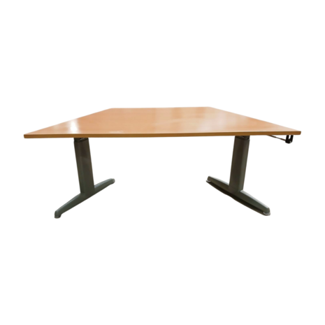 Emtrade Bureaus trapeziumvorm, 160x80 cm, houten blad, metalen frame, gebruikt, set van 6