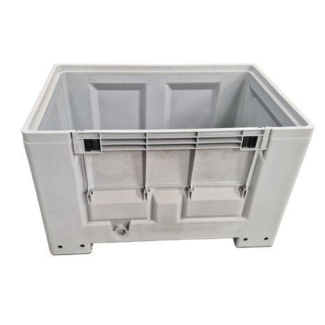 Schoeller Allibert Kunststof palletbox 1200x800x760mm met 1 luik, grijs, gebruikt