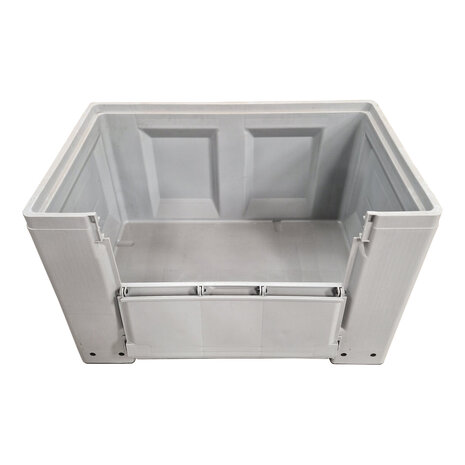 Schoeller Allibert Kunststof palletbox 1200x800x760mm met 1 luik, grijs, gebruikt