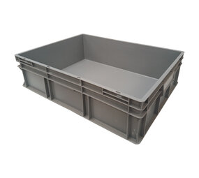 Emtrade Stapelbak, 800x600x220 mm, euronorm gesloten bodem, grijs pp, gebruikt