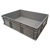 Emtrade Stapelbak, 800x600x220 mm, euronorm gesloten bodem, grijs pp, gebruikt