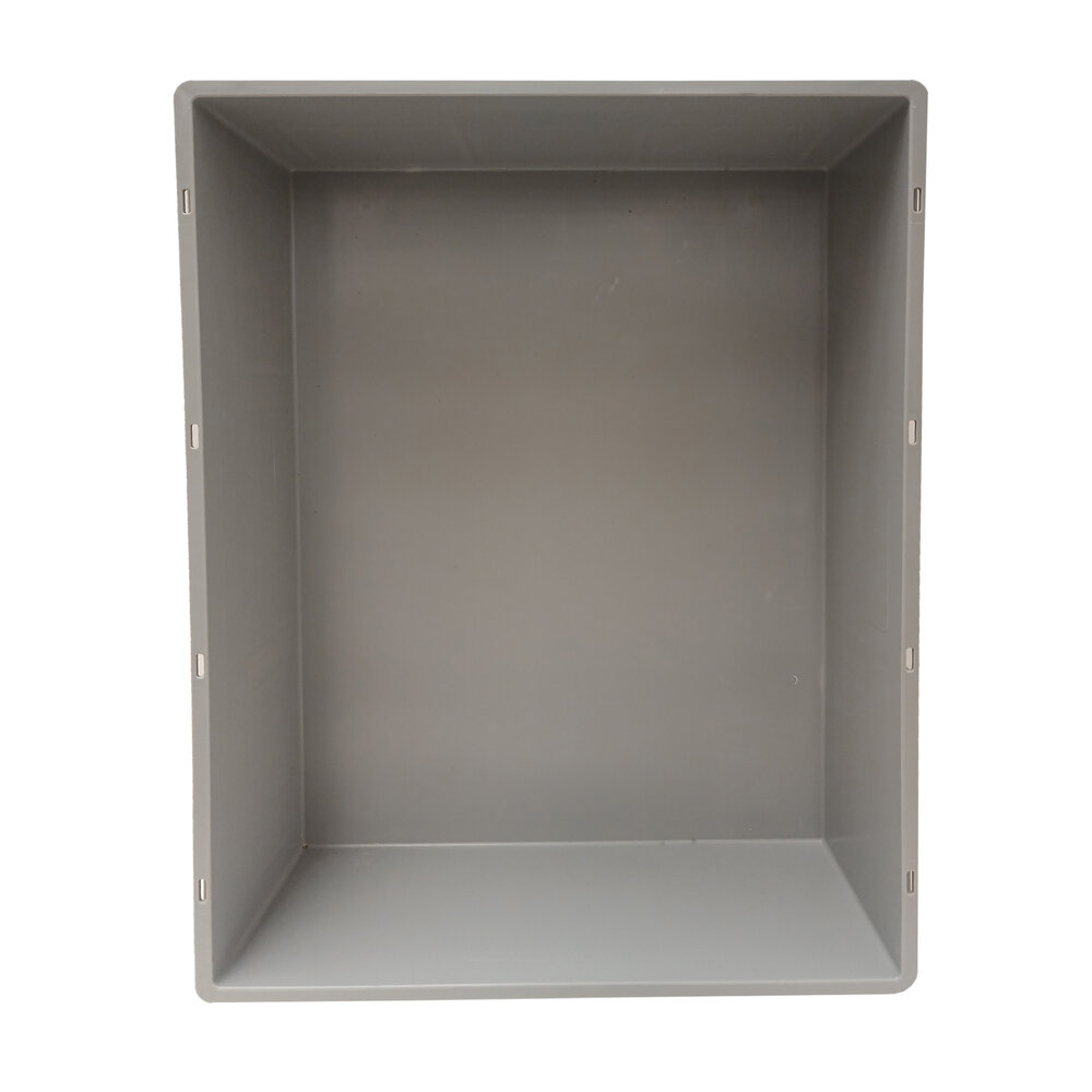 Emtrade Stapelbak, 800x600x220 mm, euronorm gesloten bodem, grijs pp, gebruikt