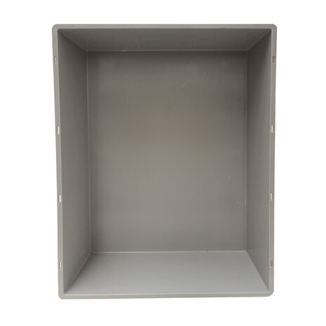 Emtrade Stapelbak, 800x600x220 mm, euronorm gesloten bodem, grijs pp, gebruikt