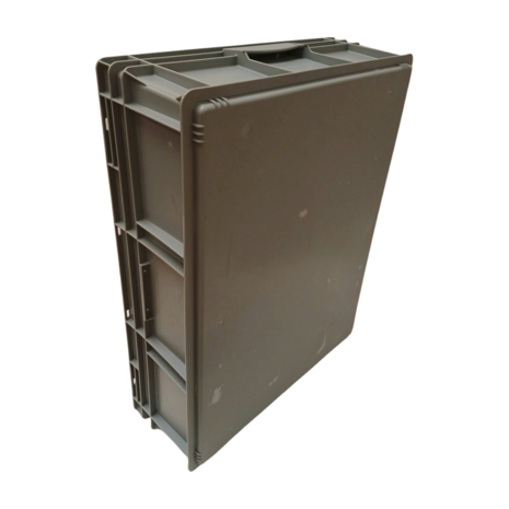 Emtrade Stapelbak, 800x600x220 mm, euronorm gesloten bodem, grijs pp, gebruikt