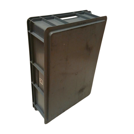 Emtrade Stapelbak 600x400x155 mm, euronorm open handvat, donkergrijs pp, gebruikt Emtrade Stapelbak 600x400x155 mm, euronorm open handvat, donkergrijs pp, gebruikt