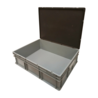 Emtrade Stapelbak met deksel, 800x600x230 mm, euronorm, grijs pp, gebruikt Emtrade Stapelbak met deksel, 800x600x230 mm, euronorm, grijs pp, gebruikt
