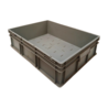 Emtrade Stapelbak, 800x600x220 mm, euronorm geperforeerde bodem, grijs pp, gebruikt