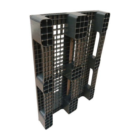 Emtrade (Nieuw) Kunststof pallet 1200x800x150 mm, gedeeltelijk open dek, 3 sledes, 750 kg, donkergrijs, nieuw Emtrade (Nieuw) Kunststof pallet 1200x800x150 mm, gedeeltelijk open dek, 3 sledes, 750 kg, donkergrijs, nieuw