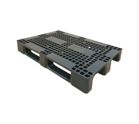 Emtrade (Nieuw) Kunststof pallet 1200x800x150 mm, gedeeltelijk open dek, 3 sledes, 750 kg, donkergrijs, nieuw