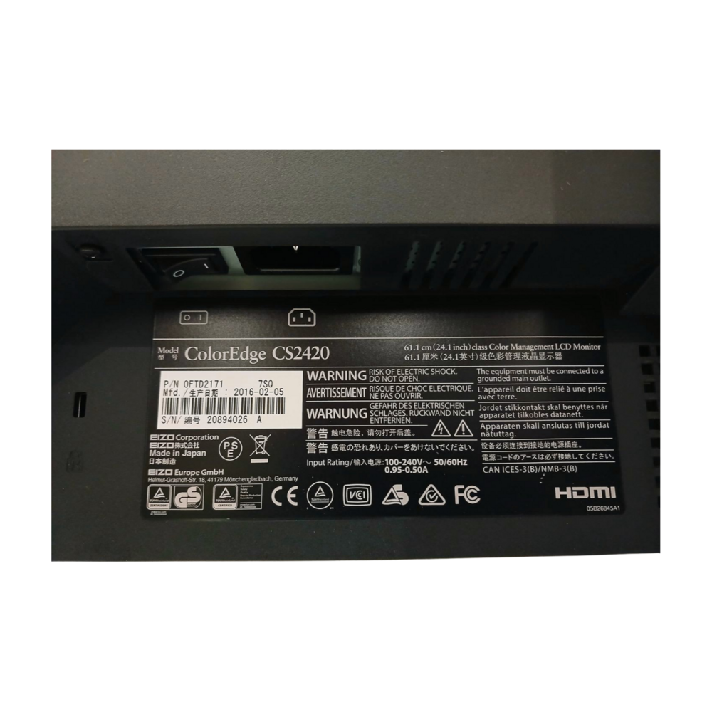 Eidos Eizo ColorEdge CS2420, 24.1 inch Monitor – Gebruikt Eidos Eizo ColorEdge CS2420, 24.1 inch Monitor – Gebruikt
