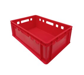 Embox Vleeskrat, 600x400x200 mm, euronorm, rood kunststof, nieuw Embox Vleeskrat, 600x400x200 mm, euronorm, rood kunststof, nieuw