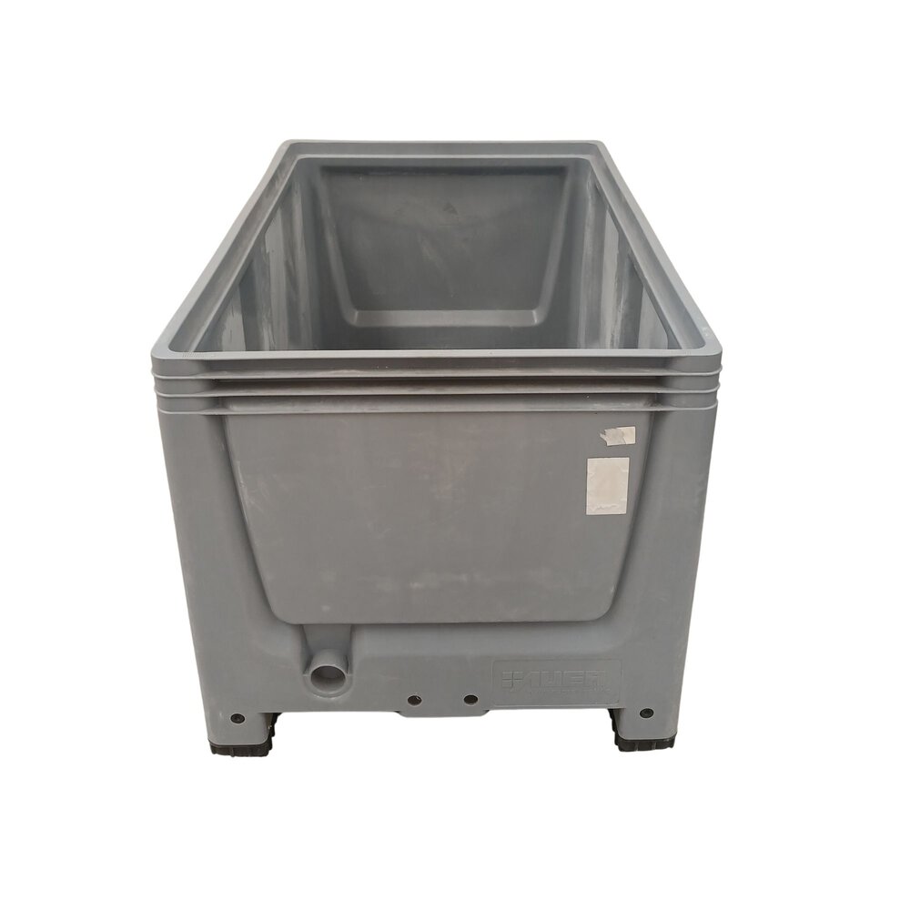 Auer Palletbox, 1200x800x790 mm, gesloten, 4 poten, HD-PE, zilvergrijs/zwart, gebruikt Auer Palletbox, 1200x800x790 mm, gesloten, 4 poten, HD-PE, zilvergrijs/zwart, gebruikt