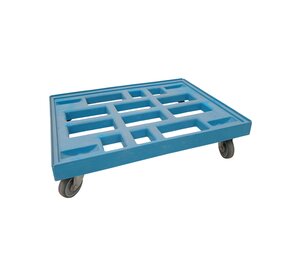 Emtrade Kunststof Dolly, 801x601x190 mm, 4 zwenkwielen, blauw, stapelbaar, gebruikt