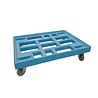 Emtrade Kunststof Dolly, 801x601x190 mm, 4 zwenkwielen, blauw, stapelbaar, gebruikt
