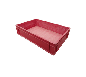 Stapelbak, 600x400x145 mm, euronorm, rood hdpe, gebruikt Stapelbak, 600x400x145 mm, euronorm, rood hdpe, gebruikt