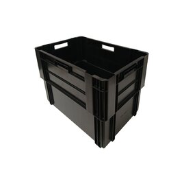Embox Nestbare Stapelkrat, 600x400x420 mm, euronorm, zwart kunststof, nieuw