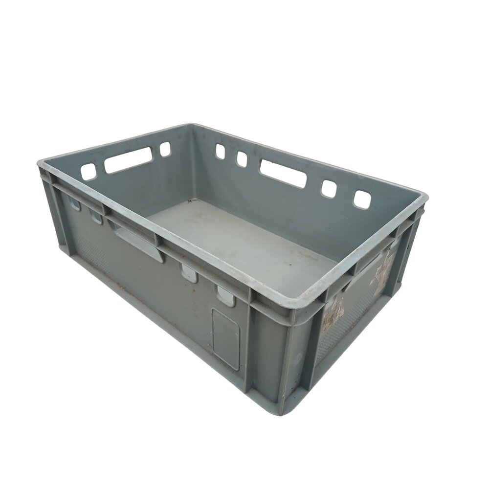 Emtrade Stapelbak 600x400x200 mm, levensmiddelgeschikt ongereinigd, grijs hdpe kunststof, gebruikt Emtrade Stapelbak 600x400x200 mm, levensmiddelgeschikt ongereinigd, grijs hdpe kunststof, gebruikt