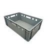 Emtrade Stapelbak 600x400x200 mm, levensmiddelgeschikt ongereinigd, grijs hdpe kunststof, gebruikt Emtrade Stapelbak 600x400x200 mm, levensmiddelgeschikt ongereinigd, grijs hdpe kunststof, gebruikt